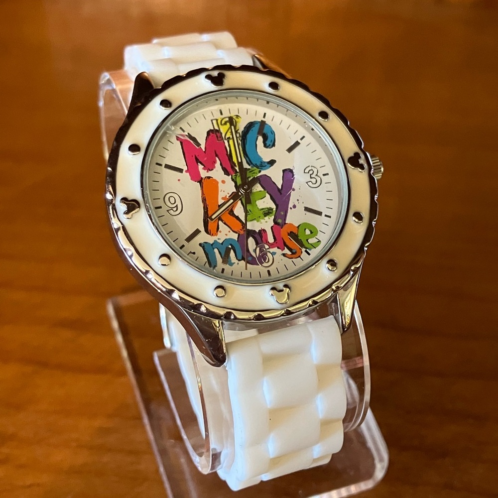 Disney White and Multicolor Mickey Mouse Watch Disney Store Large Chunky
